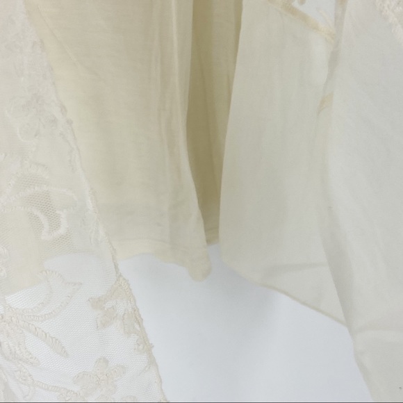Sundance Lace Patchwork Short Sleeve Tunic Top Womens Large Cream | N697 - Picture 4 of 7